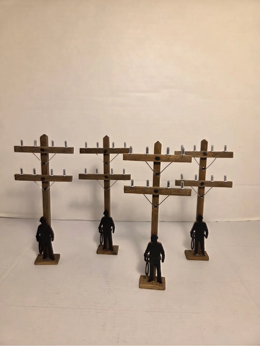 4 LINEMAN POLE & Silhouette Climber | cake decoration | 12” Miniature Decor